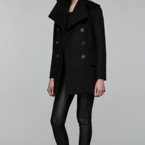 Mackage Wool Cashmere Navy Blue Pea Coat